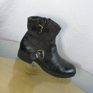 Born B.O.C Boots Double Buckle Black Leather Upper Fabric Top Women's Size 8